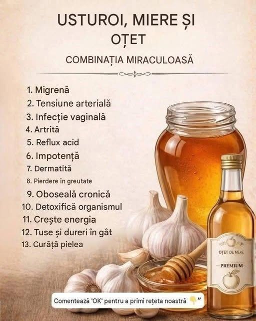 Beneficiile Usturoiului, Mierii și Oțetului