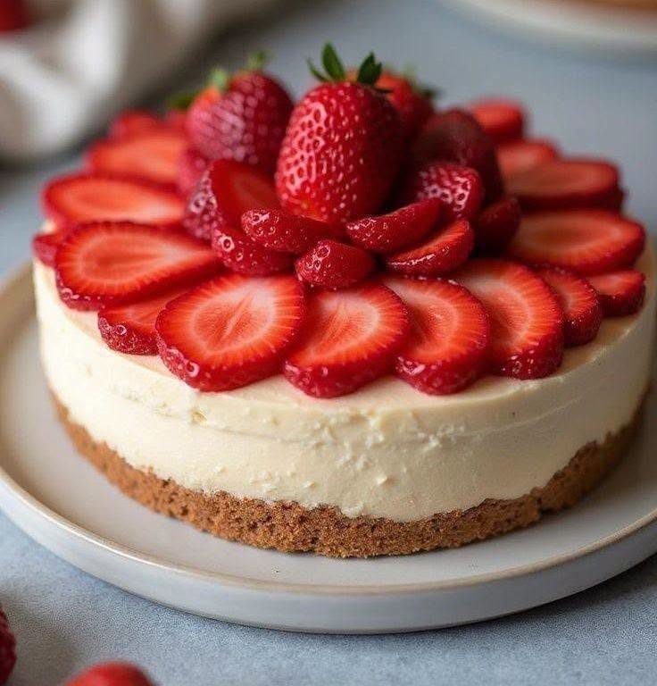 Cheesecake cu căpșuni, fără coacere