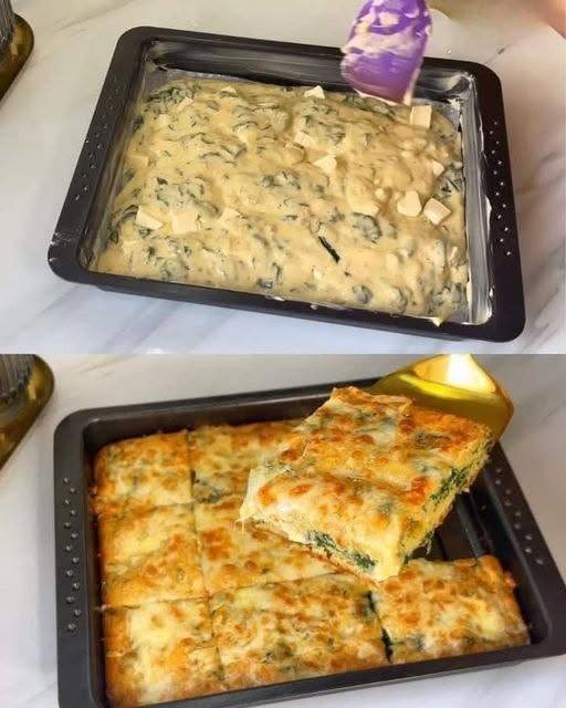 Budincă sărată cu spanac și brânză.