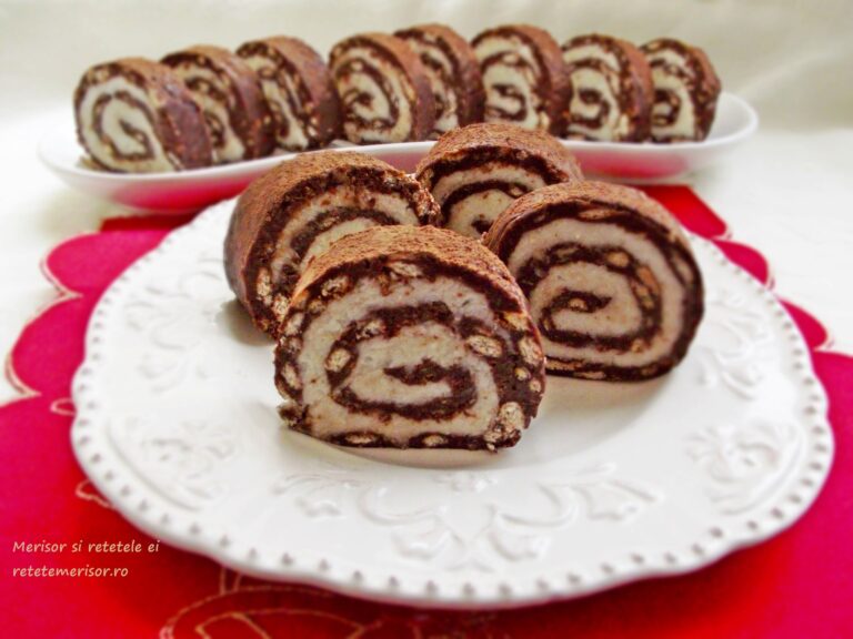 Rulada de biscuiti cu mascarpone si nuca de cocos