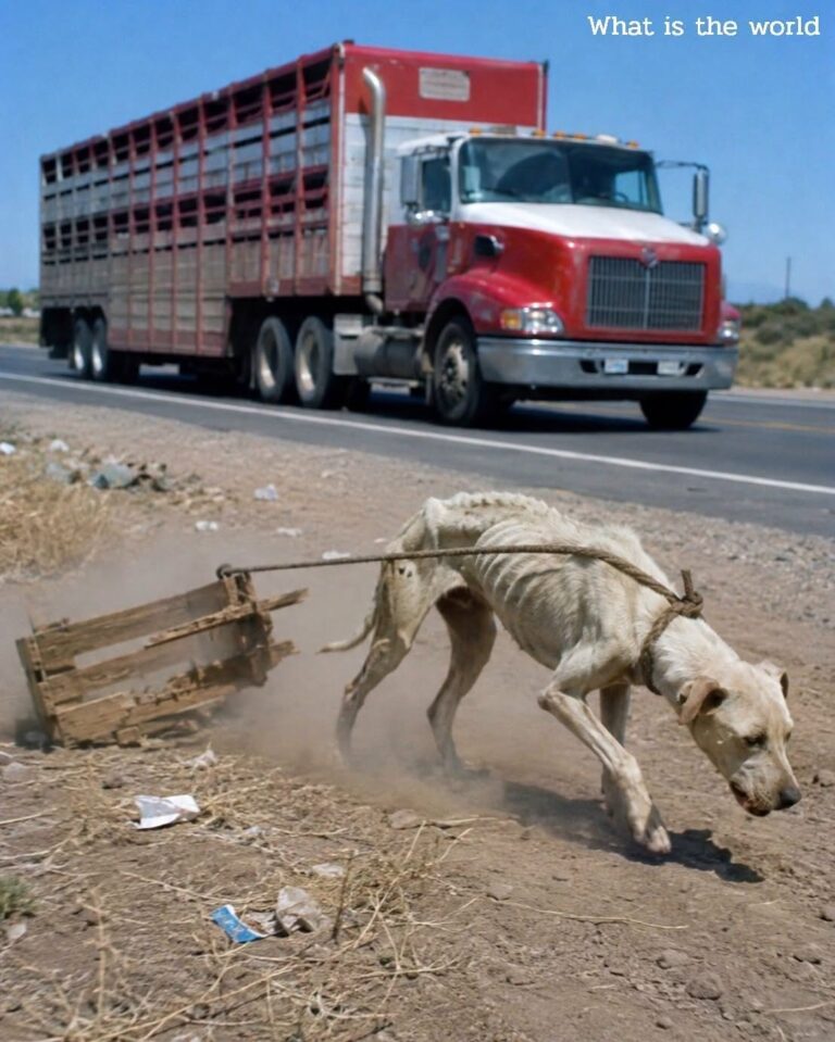 *Șoferul de TIR a frânat când a văzut o cățea târând o cutie pe marginea șoselei; când a desfăcut cartonul ud,