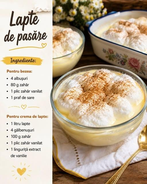 Ingrediente necesare pentru Lapte de pasăre