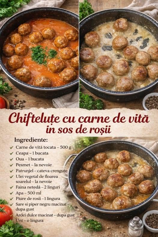 Chiftelute cu carne de vita in sos de rosii- Foarte bune, perfecte pentru cina sau pranz