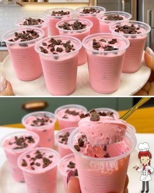 Mousse de căpșune cu fulgi de ciocolată: o dulceață delicată care cucerește inima
