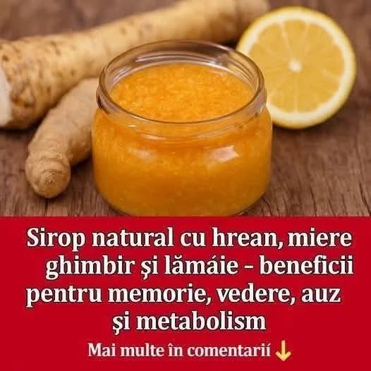 Sirop natural cu hrean, miere, ghimbir și lămâie – beneficii pentru memorie, vedere și metabolism