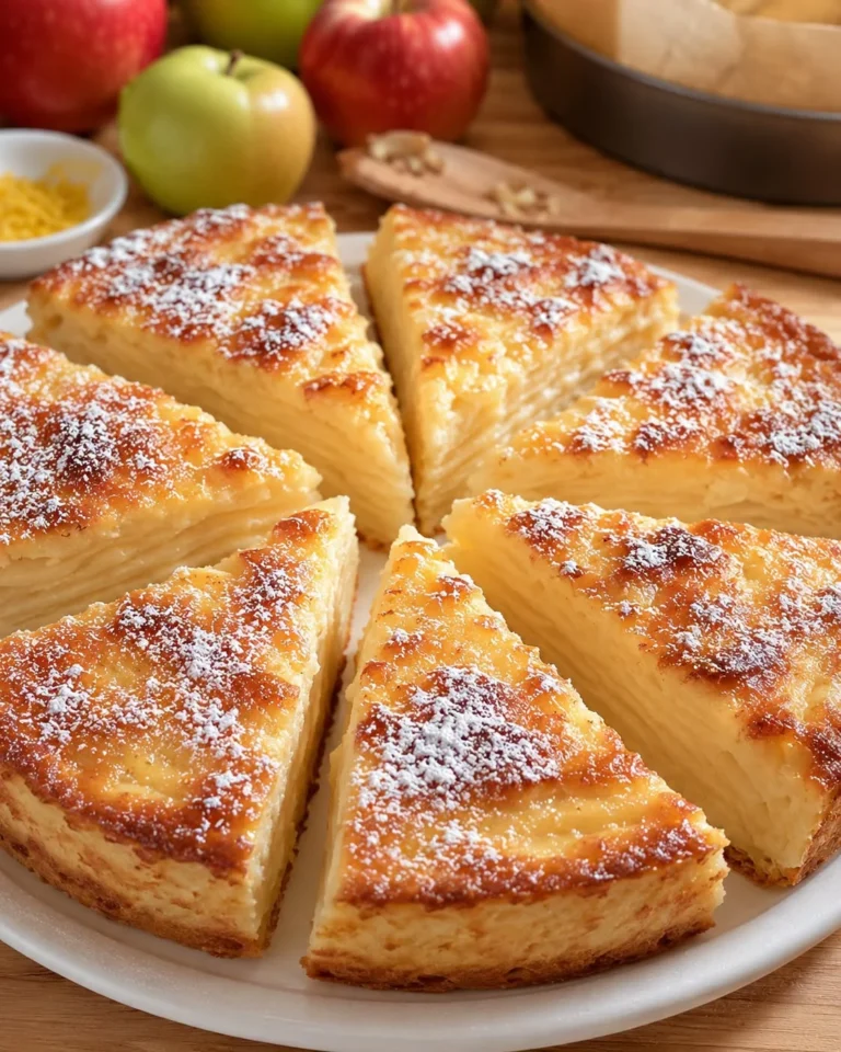Plăcintă cremoasă cu multe mere și puțin aluat  Se face simplu