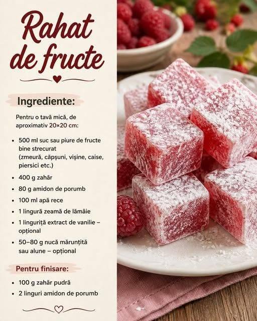 Rahat de fructe – desert colorat, aromat și delicios