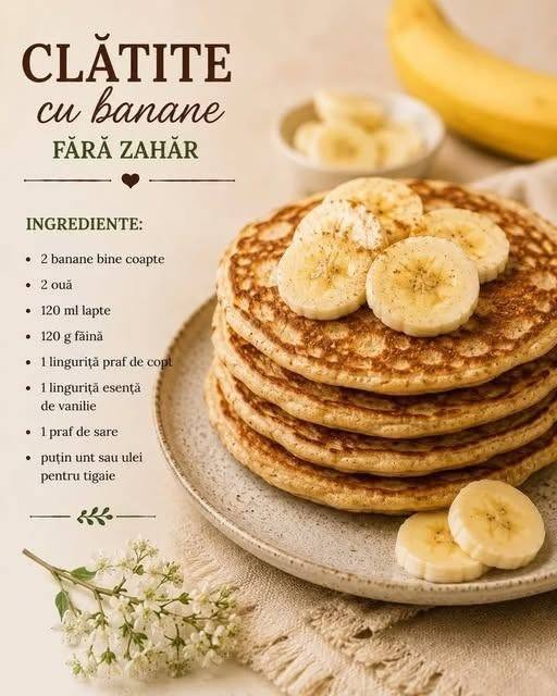 Am încercat aceste clătite cu banane fără zahăr și au fost un hit în familie! Fiecare mușcătură cu aroma dulce a bananelor coapte ne-a î