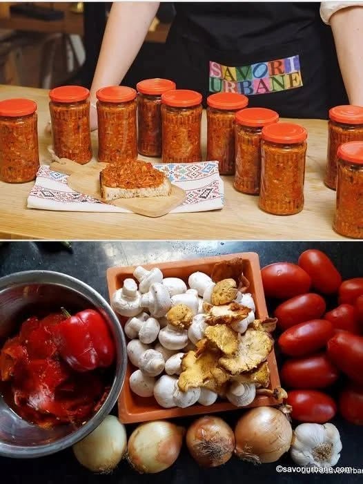 Procesul de gătire al zacuscii de ciuperci
