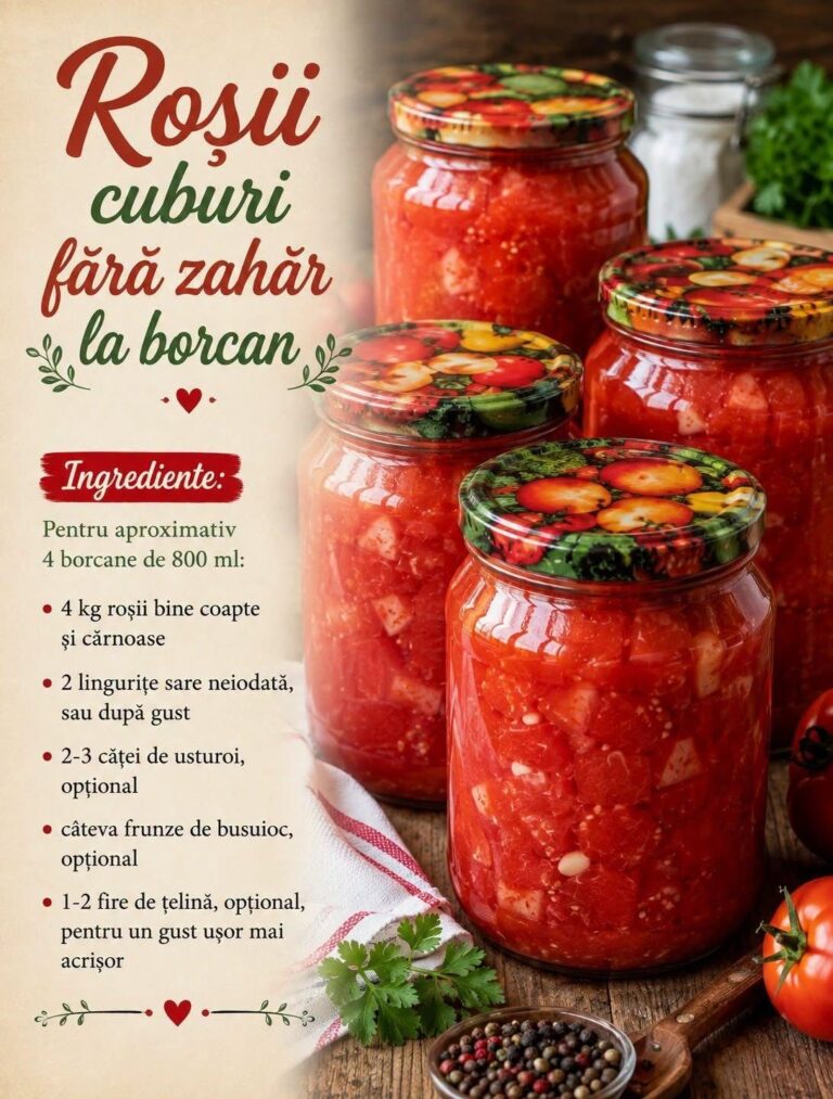 Roșii cuburi fără zahăr la borcan – perfecte pentru iarnă