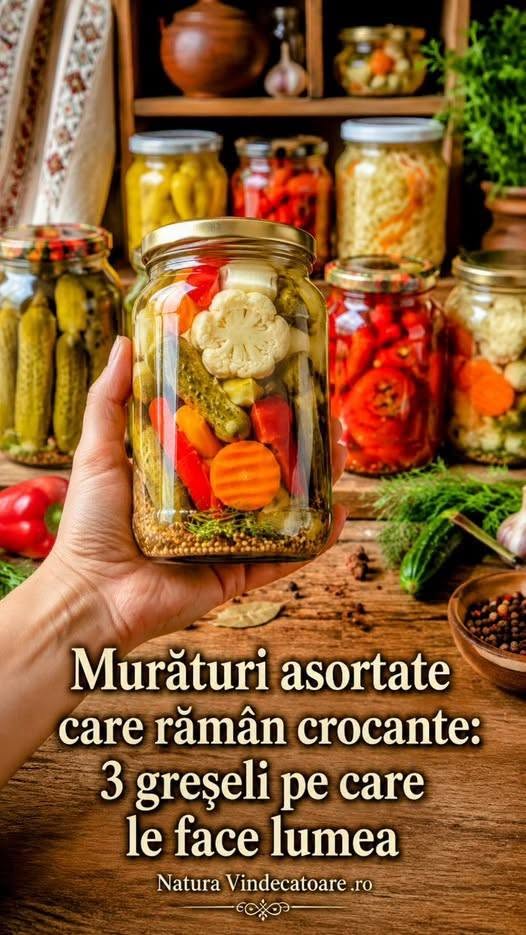 Murături asortate care rămân crocante: 3 greșeli pe care le face lumea