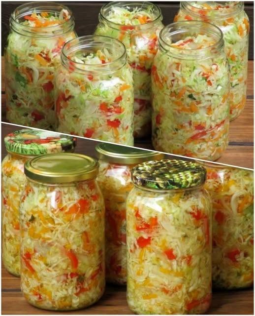 Salată cu varză, morcov, ardei și ceapă, pentru iarnă 