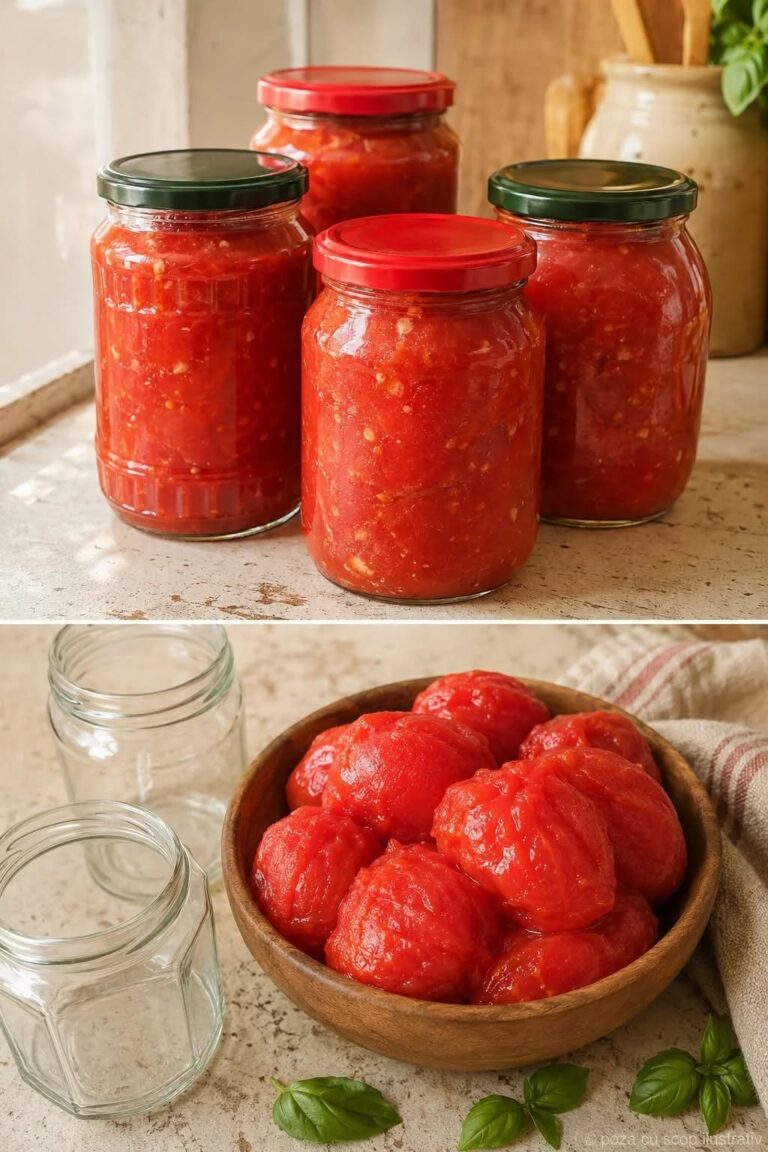 Roșii la borcan pentru iarnă – întregi, decojite și bune pentru sosuri, ciorbe și paste
