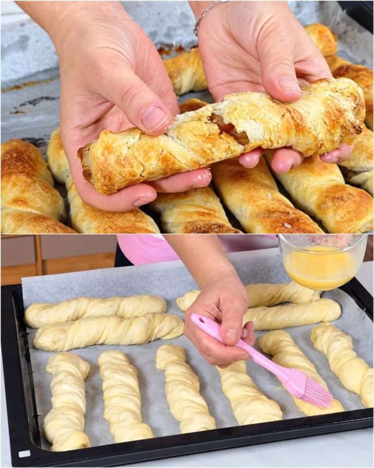 Întind aluatul cu mâna, îl ung cu unt și îl rulez – Rețeta de plăcințele crocante cu mere la cuptor – foietaj de casă extra fin!
