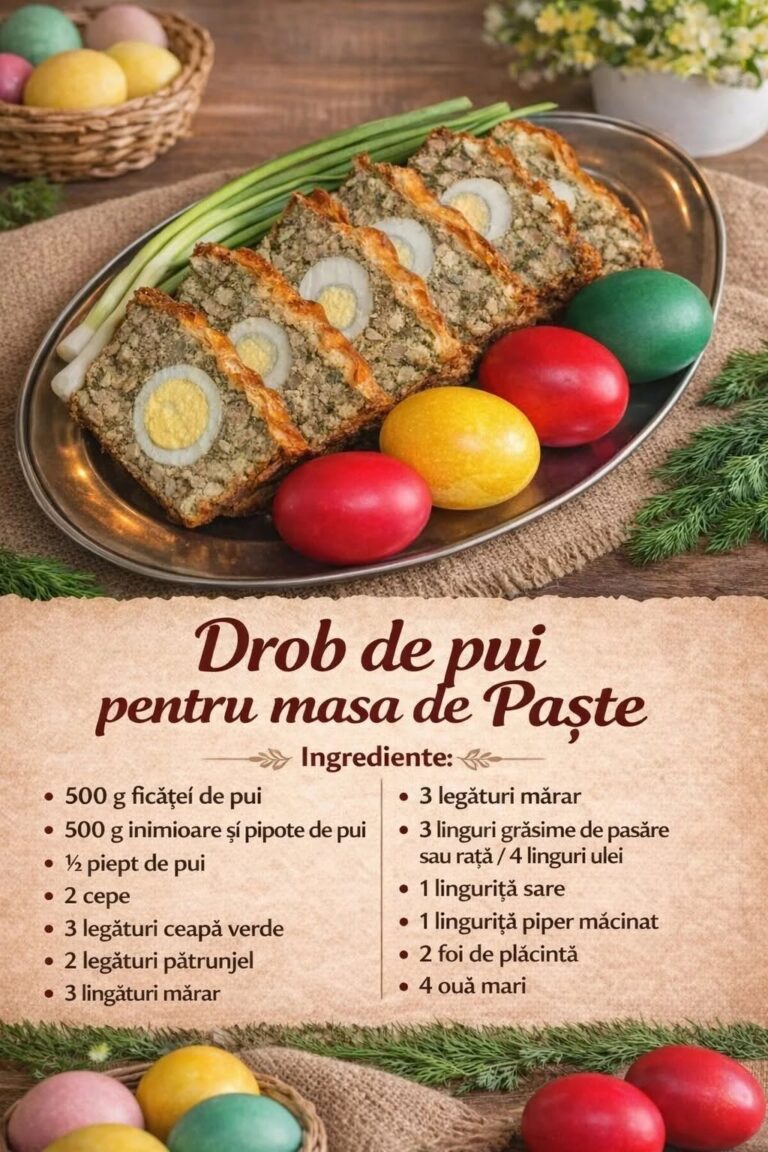 Pentru masa de Paste – Drob de pui cu ficat si inimioare