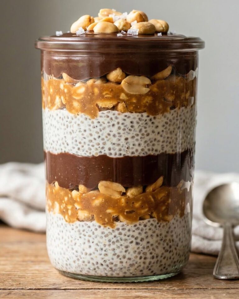 Uau, e atât de delicios! Tocmai am pregătit un desert cu straturi de chia, în stil Snickers,