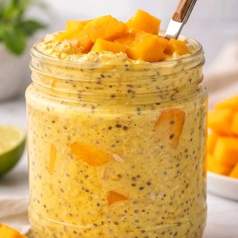 Fulgi de ovăz cu mango peste noapte