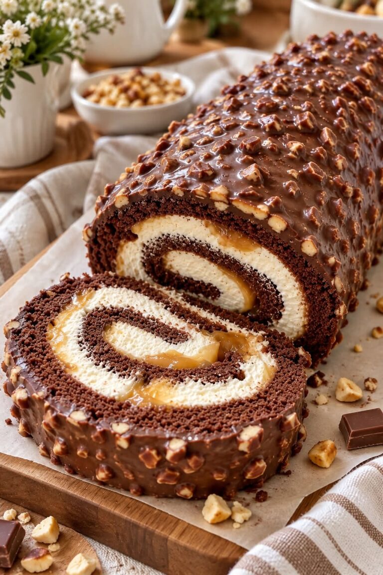  Ruladă Snickers cu caramel și cremă de mascarpone