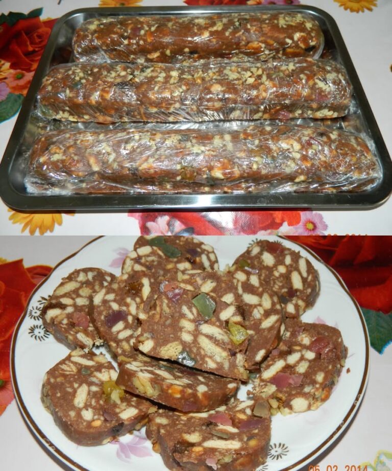 Salam de biscuiţi, reţetă cu ciocolata alba