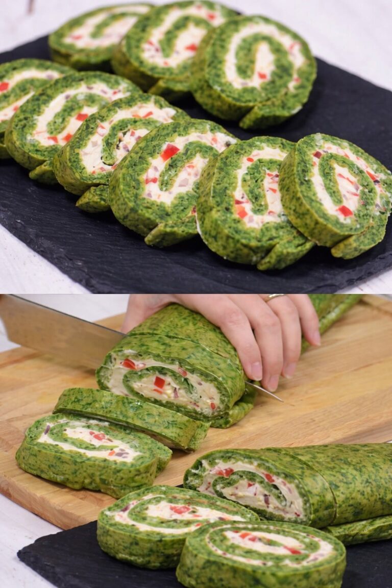 Reteta de aperitiv festiv, rulada de spanac cu crema de branza