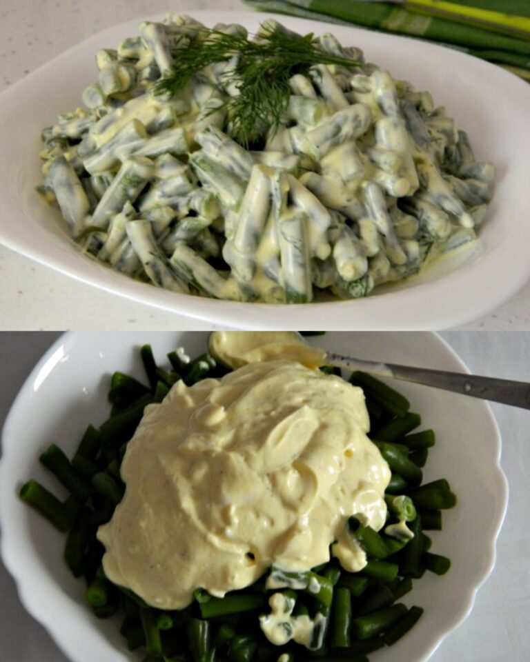 Salata de fasole verde cu iaurt si usturoi