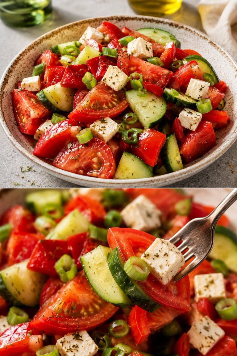 🥗 SALATĂ GRECEASCĂ CU ROȘII, CASTRAVEȚI ȘI BRÂNZĂ FETA: Rețeta Proaspătă și Răcoritoare!