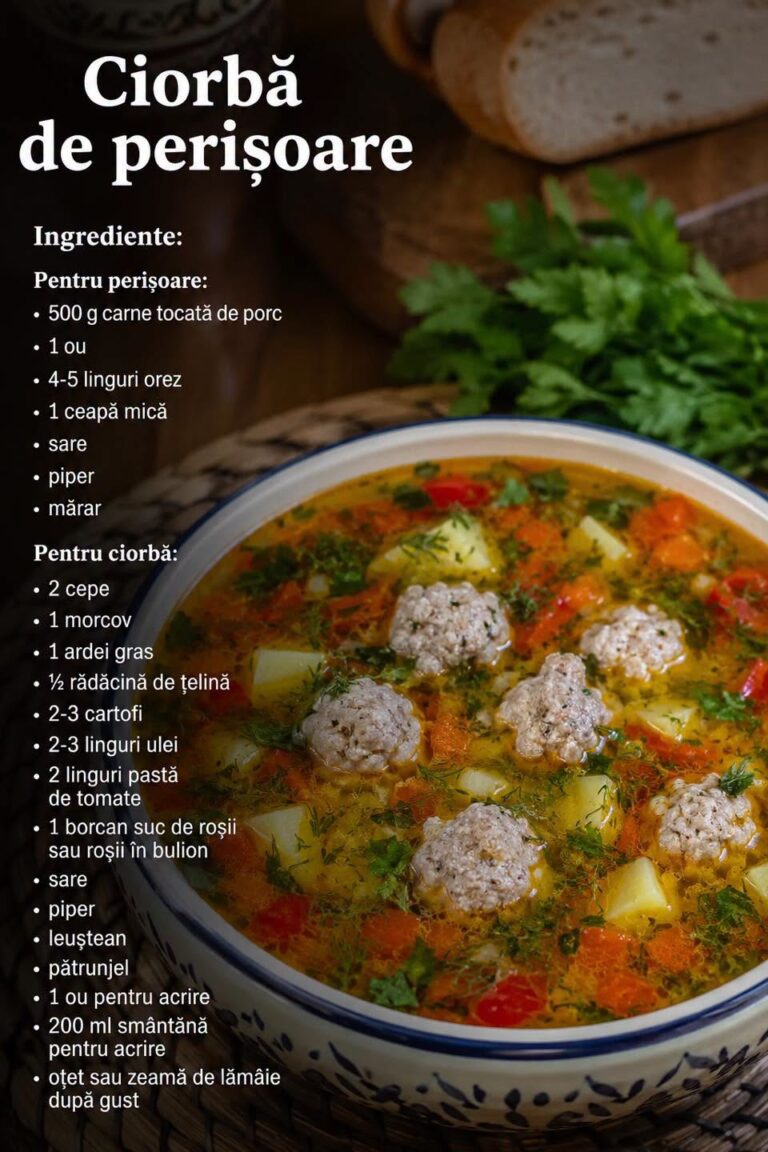 🥣 CIORBĂ DE PERIȘOARE: Rețeta Tradițională, Bogată și Incredibil de Gustoasă!