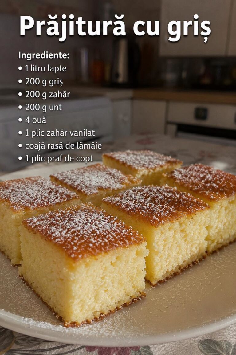 🍰 Prăjitură cu griș – pufoasă, aromată și ușor de preparat!