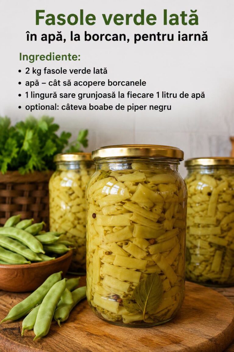 🌿 Fasole verde lată în apă, la borcan, pentru iarnă
