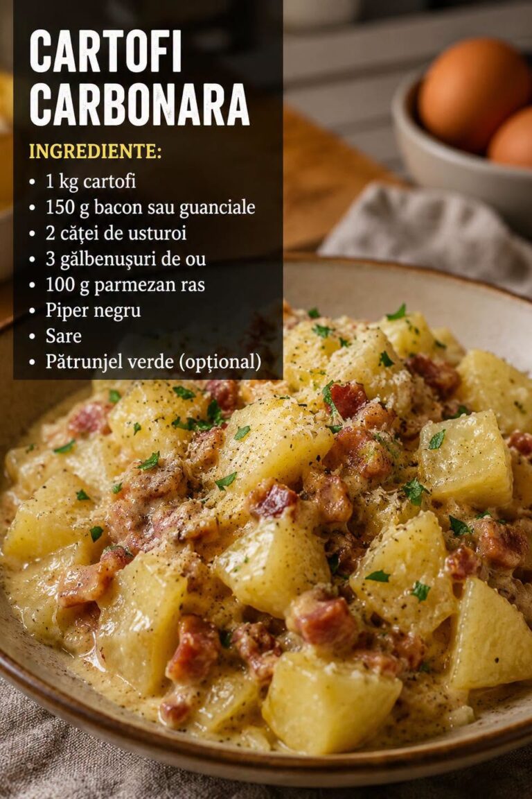 Cartofi Carbonara – Rețetă cremoasă și delicioasă