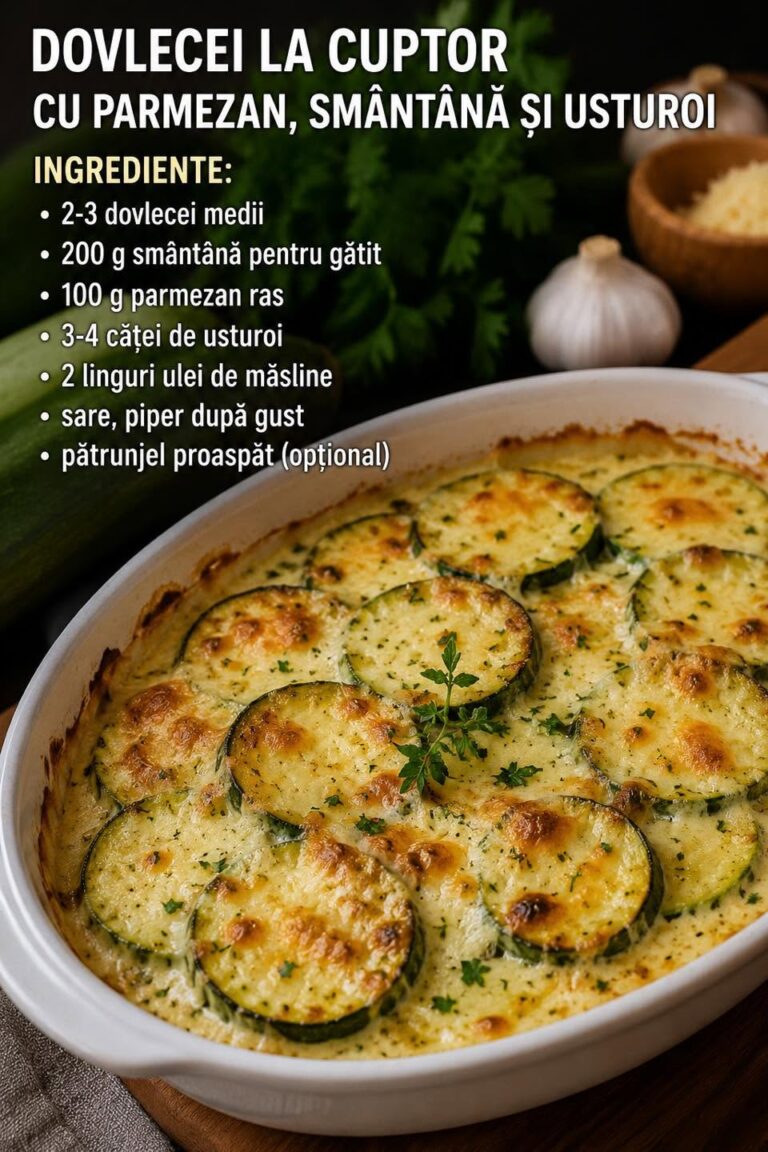 Dovlecei la cuptor cu parmezan, smântână și usturoi 🥒🧄🧀