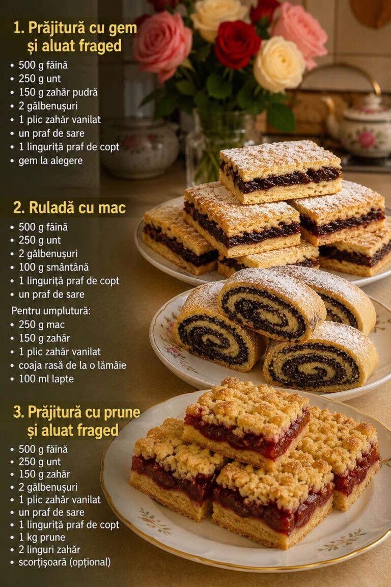 🍰 GHIDUL DESERTURILOR FRAGEDE DE CASĂ: 3 Rețete Tradiționale cu Gem, Mac și Prune!