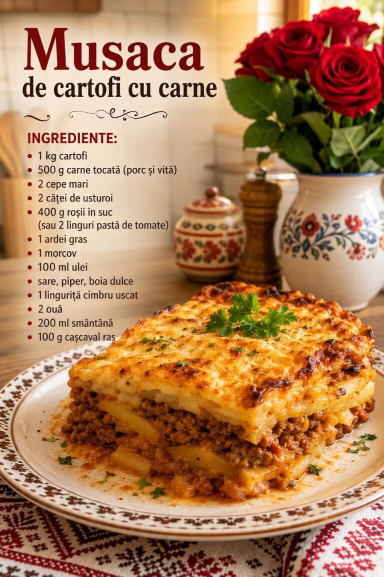 🥔 MUSACA DE CARTOFI CU CARNE: Rețeta Tradițională, Gratinată și Incredibil de Suculentă!