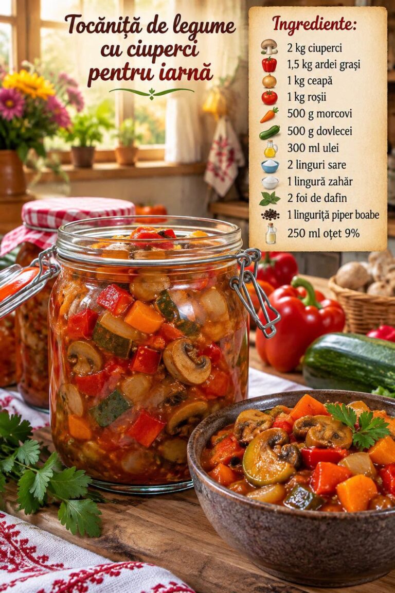 🍄 TOCĂNIȚĂ DE LEGUME CU CIUPERCI PENTRU IARNĂ: Rețeta Tradițională la Borcan!