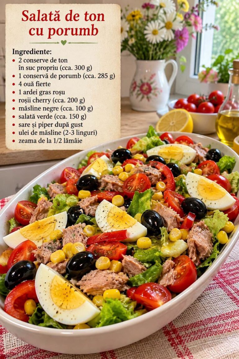 Salată de ton cu porumb – simplă, rapidă și tare gustoasă!