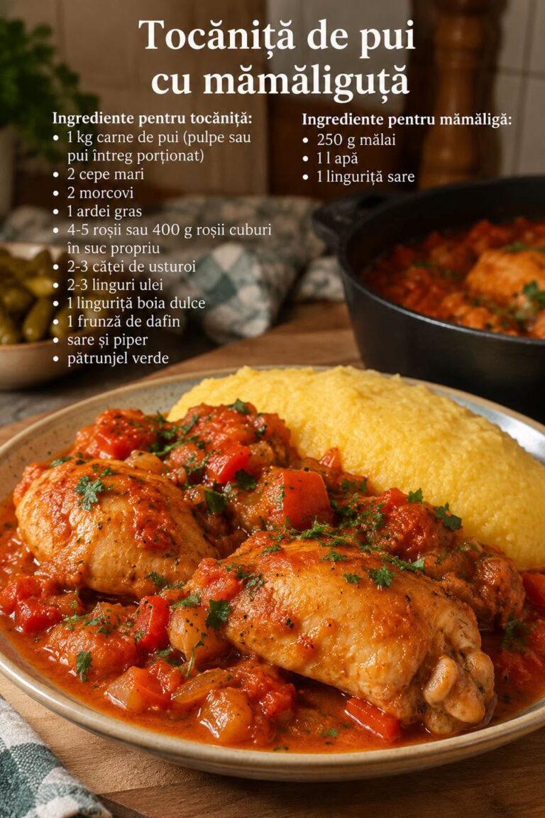 🥘 TOCĂNIȚĂ DE PUI CU MĂMĂLIGUȚĂ: Rețeta Autentică, Suculentă și Aromatǎ!