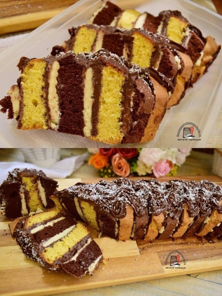 Checul ca și desert este de nerefuzat, dar acest chec la metru în două culori este pur și simplu minunat. Este și delicios și aspectuos, chiar merită preparat și repetat. Rețeta în comentarii