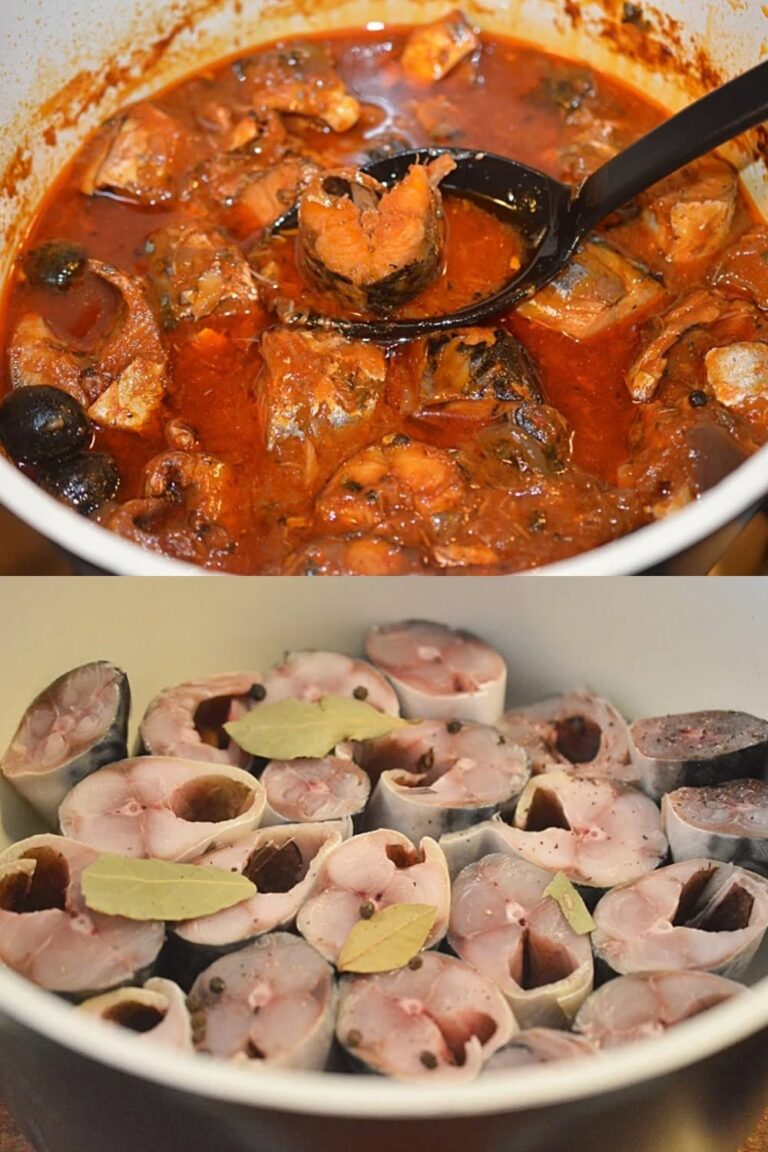 Macrou marinat in sos de rosii
