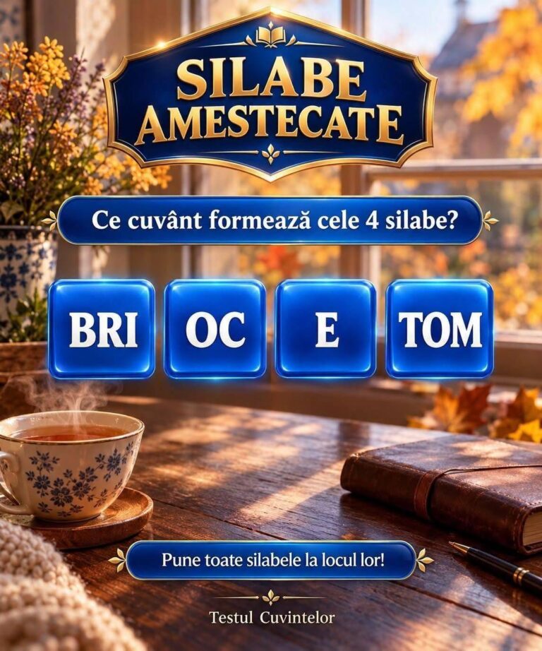 Poți ghici cuvântul ascuns? Ordonează silabele în comentarii!