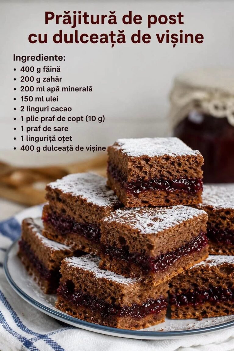 PRĂJITURĂ DE POST CU DULCEAȚĂ DE VIȘINE: Rețeta Simplă, Pufoasă și Incredibil de Delicioasă!