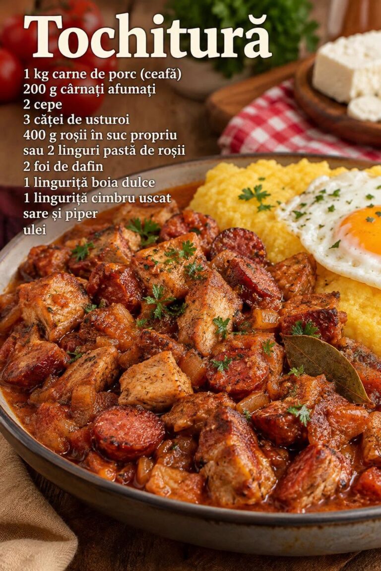 🍲 TOCHITURĂ DE PORC CU CÂRNAȚI, MĂMĂLIGUȚĂ ȘI OU OCHI! 😍