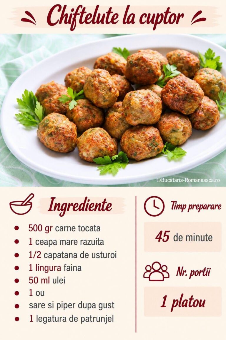 “Am încercat chifteluțele la cuptor pentru prima dată la sugestia fiicei mele și nu ne-a părut rău! Sunt atât de fragede și suculente, că toată familia a cerut să le fac din nou! TREBUIE să le încercați!