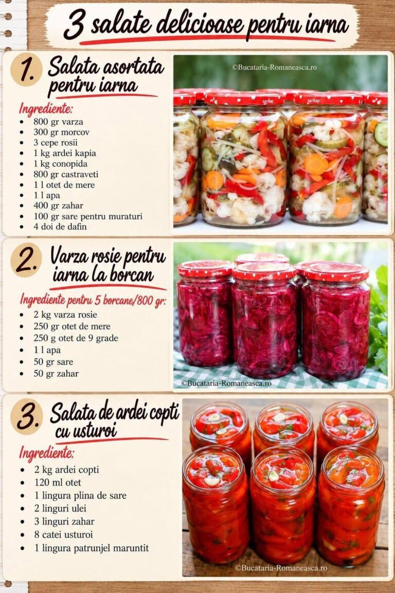 3 salate delicioase pentru iarna! Varza rosie, salata asortata si salata de ardei copti cu usturoi – retete gustoase pentru camara! Tu pe care ai pregati-o prima?