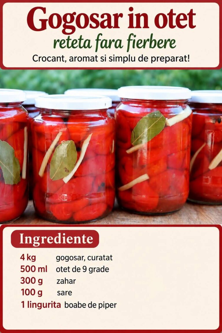 Anul trecut, am preparat gogosarii în oțet după o rețetă simplă și acum nu mai știm să ne oprim din mâncat! Soțul meu îi adoră alături de fripturi, iar copiii nu se mai satură de ei! Trebuie neapărat să încercați această delicatesă crocantă! Veți găsi instrucțiunile complete în primul comentariu