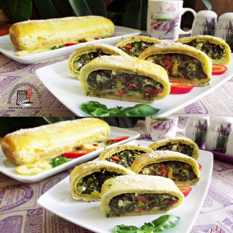 Pentru ca am gasit spanac proaspat pe piata, am preparat o delicioasa placinta cu spanac, omleta si branza